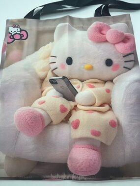 Hello Kitty Tote Bag in Pink and Cream with Heart Motif